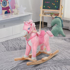 Kids Ride on Rocking Horse Toddler Plush Toy with Realistic Sounds and Swinging Tail for 3 Years Old Children