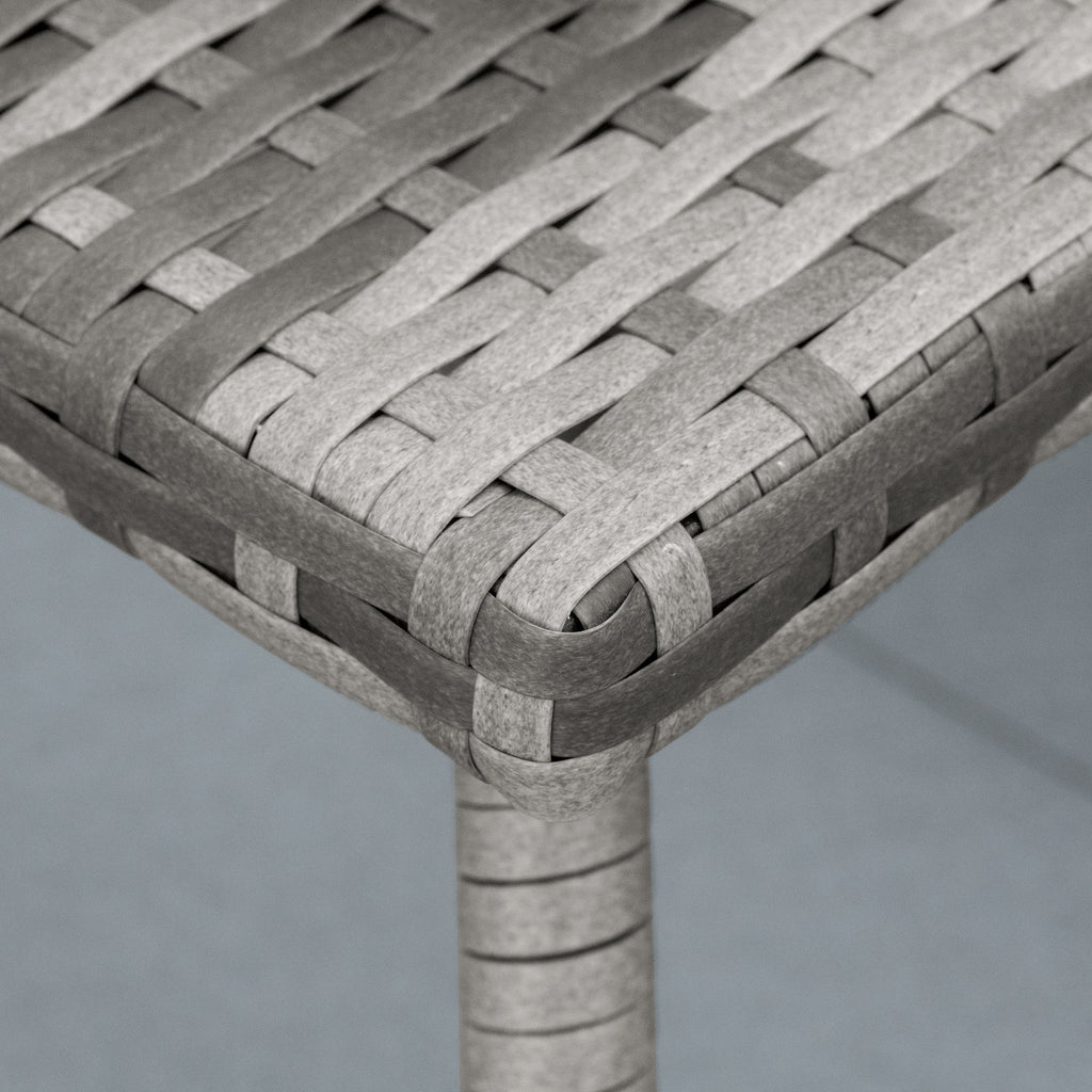 Outdoor PE Wicker Side Table, Small Square Rattan End Table, All-Weather Material Coffee Table for Garden, Balcony, Backyard, Grey