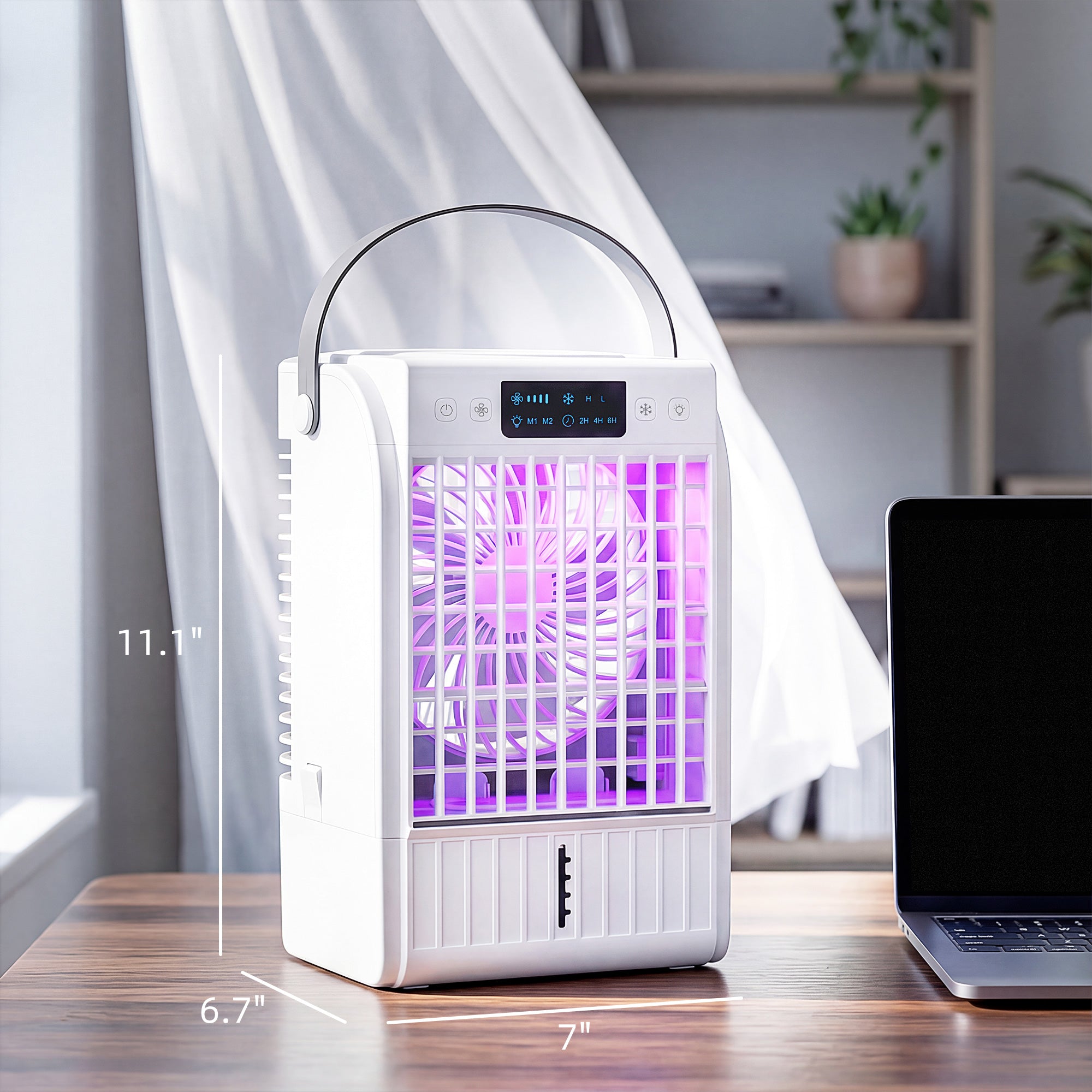 Evaporative Air Cooler, 4-in-1 Portable Air Conditioner with 4 Wind Speed, 2 Mist Mode, RGB 7 LED Light