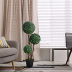 35.5" Artificial Plant for Home Decor Indoor & Outdoor Fake Plants Artificial Tree in Pot, Ball Boxwood Topiary Tree for Home Office, Living Room Decor, Set of 2, Green