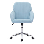 Adjustable Swivel Chair with Memory Foam Cushion and Lumbar Support, Ergonomic Office Chair with Silver Base, 25" L x 23" W x 38" H, Baby Blue