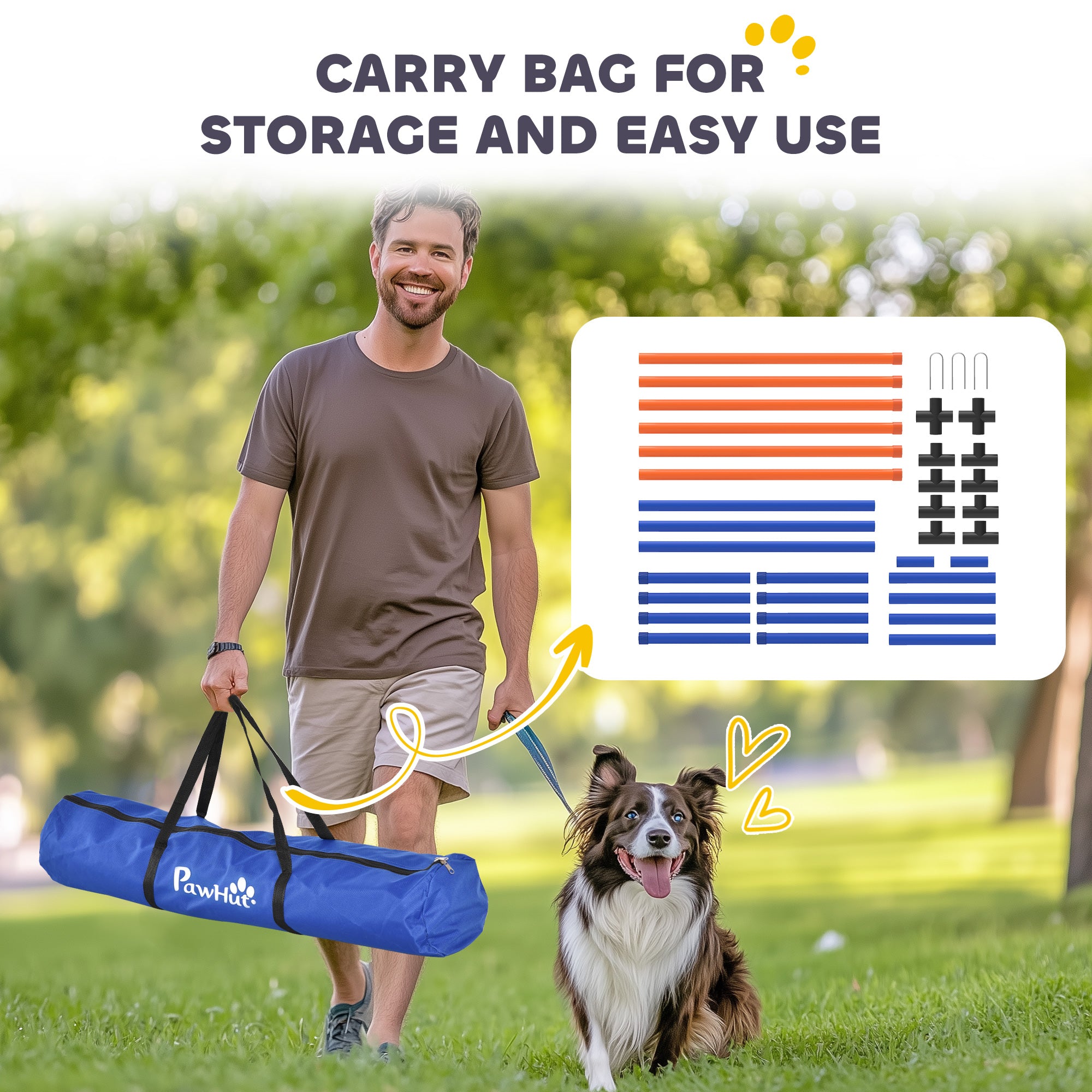 Dog Agility Training Equipment Adjustable Poles for Dog Agility Course with Carry Bag