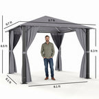 10' x 10' Patio Gazebo, Outdoor Gazebo Canopy Shelter with Netting & Curtains, Vented Roof, for Garden, Lawn, Backyard and Deck, Black