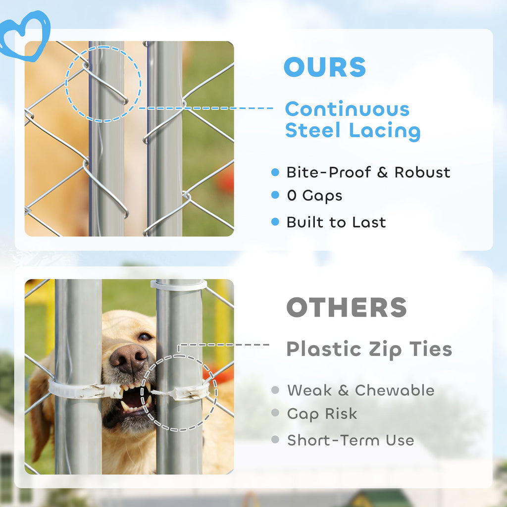 15' x 15' x 7' Dog Kennel Outdoor for Small Medium Large Dogs with Waterproof Roof, Silver