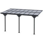 14.5' x 10' Aluminum Polycarbonate Pergola with UV Blocking for Outdoor Wall-Mounted Use, Family Shade, Gray