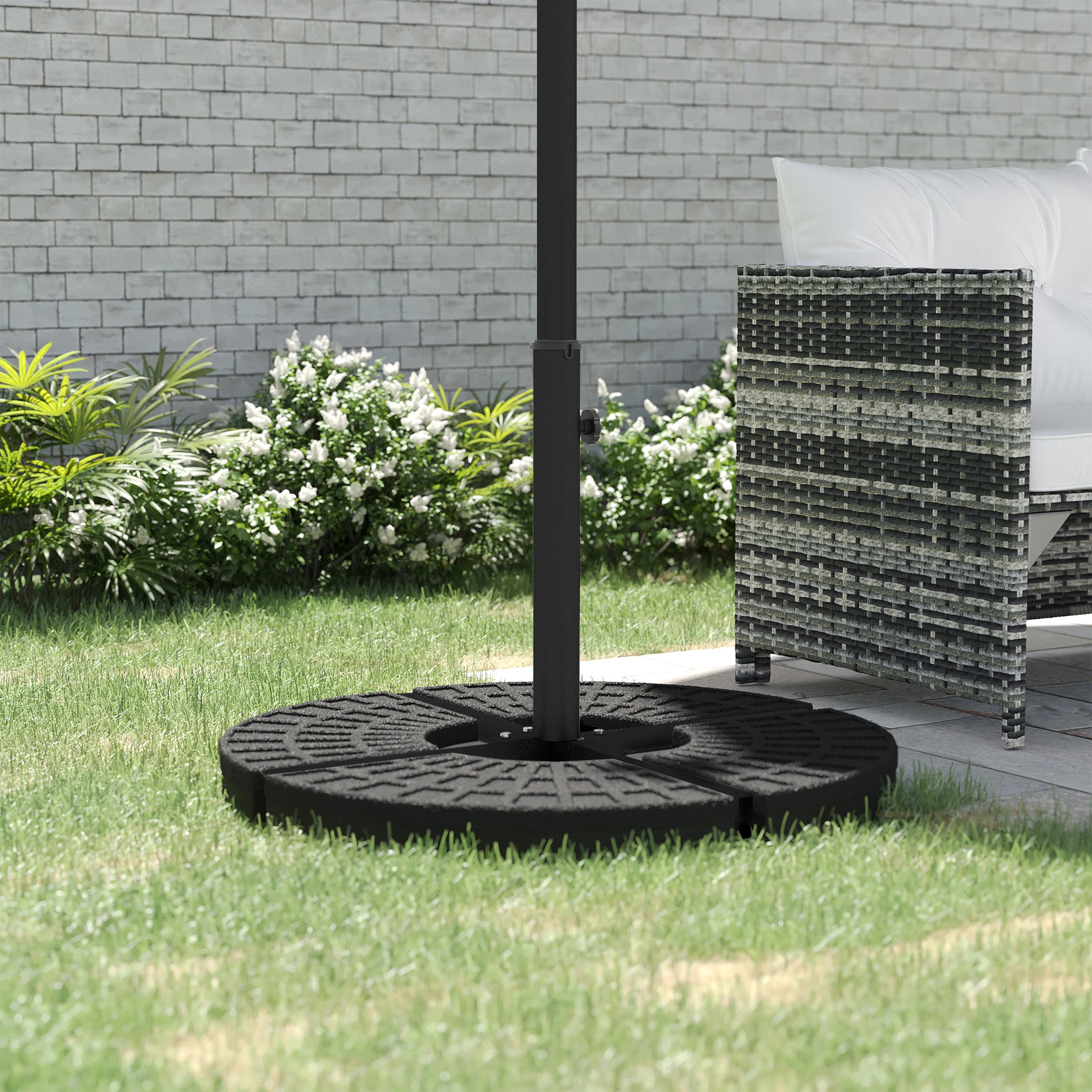 Outdoor Universal Cross Brace Stand for Small Offset Umbrella or Large Market Umbrella, Black