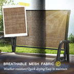 2 Pieces Outdoor Glider Chair, Steel Swing Chai with Curved Armrests for Porch, Garden, Poolside, Balcony, Mixed Brown