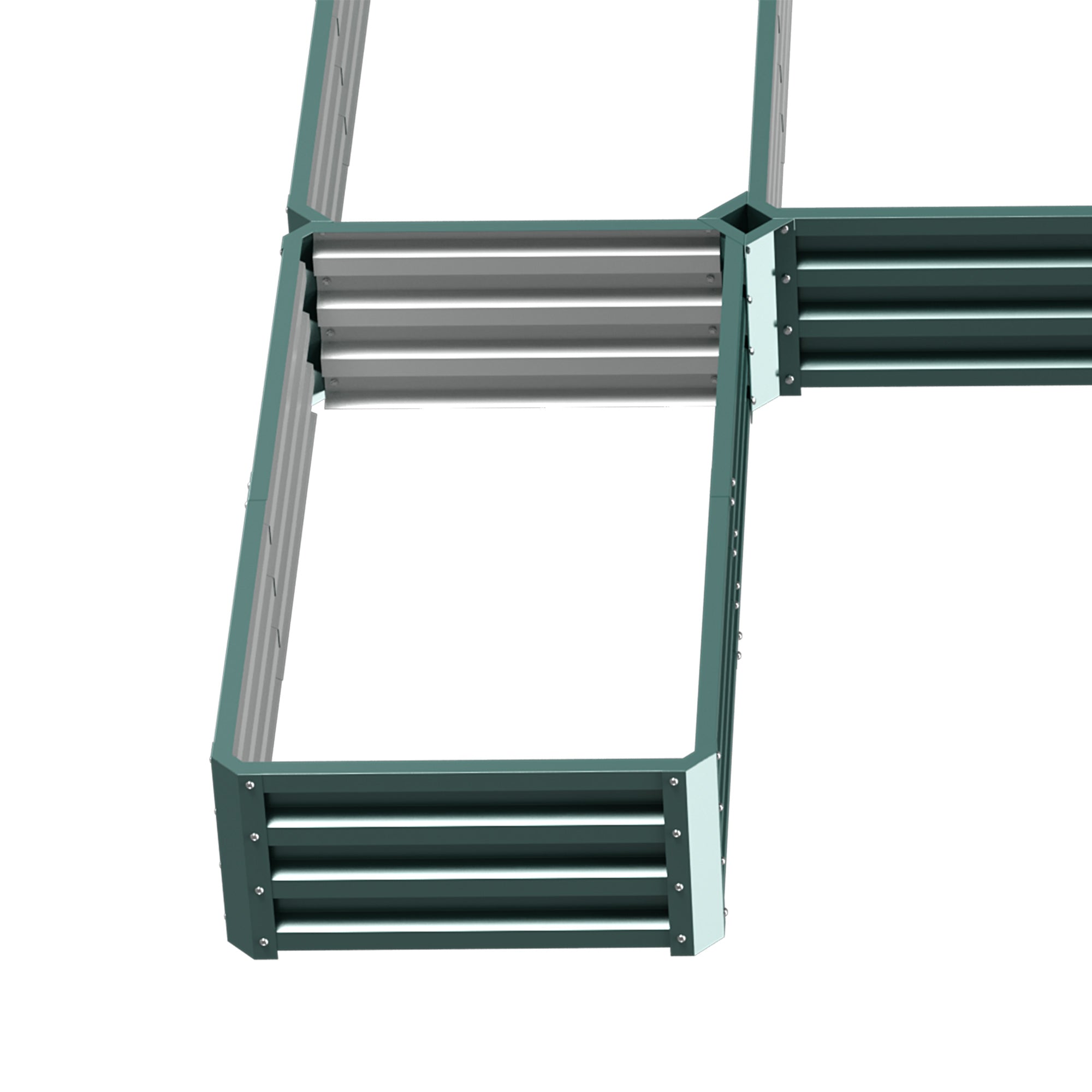 Steel Raised Garden Bed, Set of 5 Large Box Planters for Outdoor Plants Vegetables Flowers Herbs, 8x8x1ft, Green