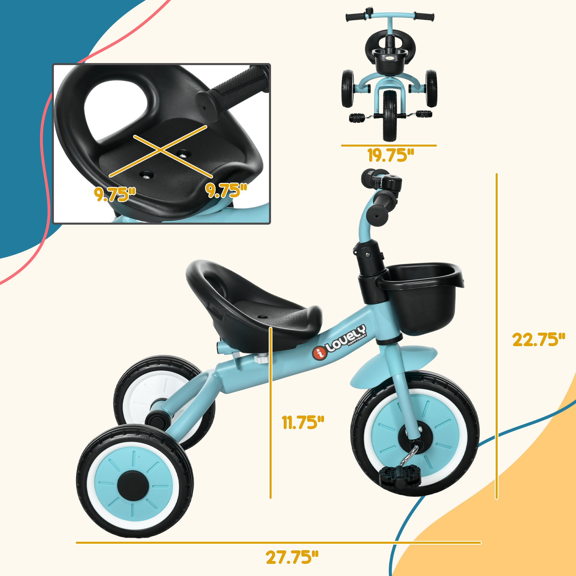 Tricycle for Kids Age 2-5, Toddler Bike for Children, Blue