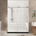 Frameless Shower Door with Anti-Shatter Safety Film and Bottom Water-Blocking Strip, Panel for Bathroom, 60" L x 0.5" W x 76" H, Brushed Nickel