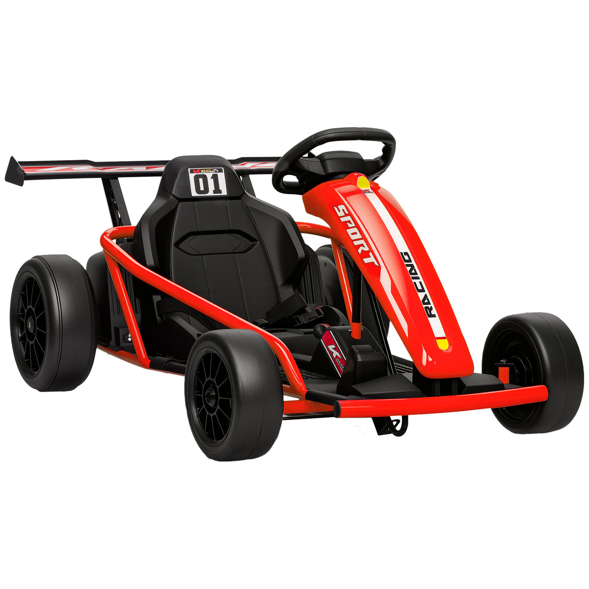 24V 7AH Kids Electric Go Kart, 8.1 MPH Battery Powered Drift Kart with Dual Motors, Soft Start for 8-12 Years, Red