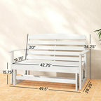 Patio Glider Bench w/ HDPE Slatted Double Rocking Chair, Distressed White
