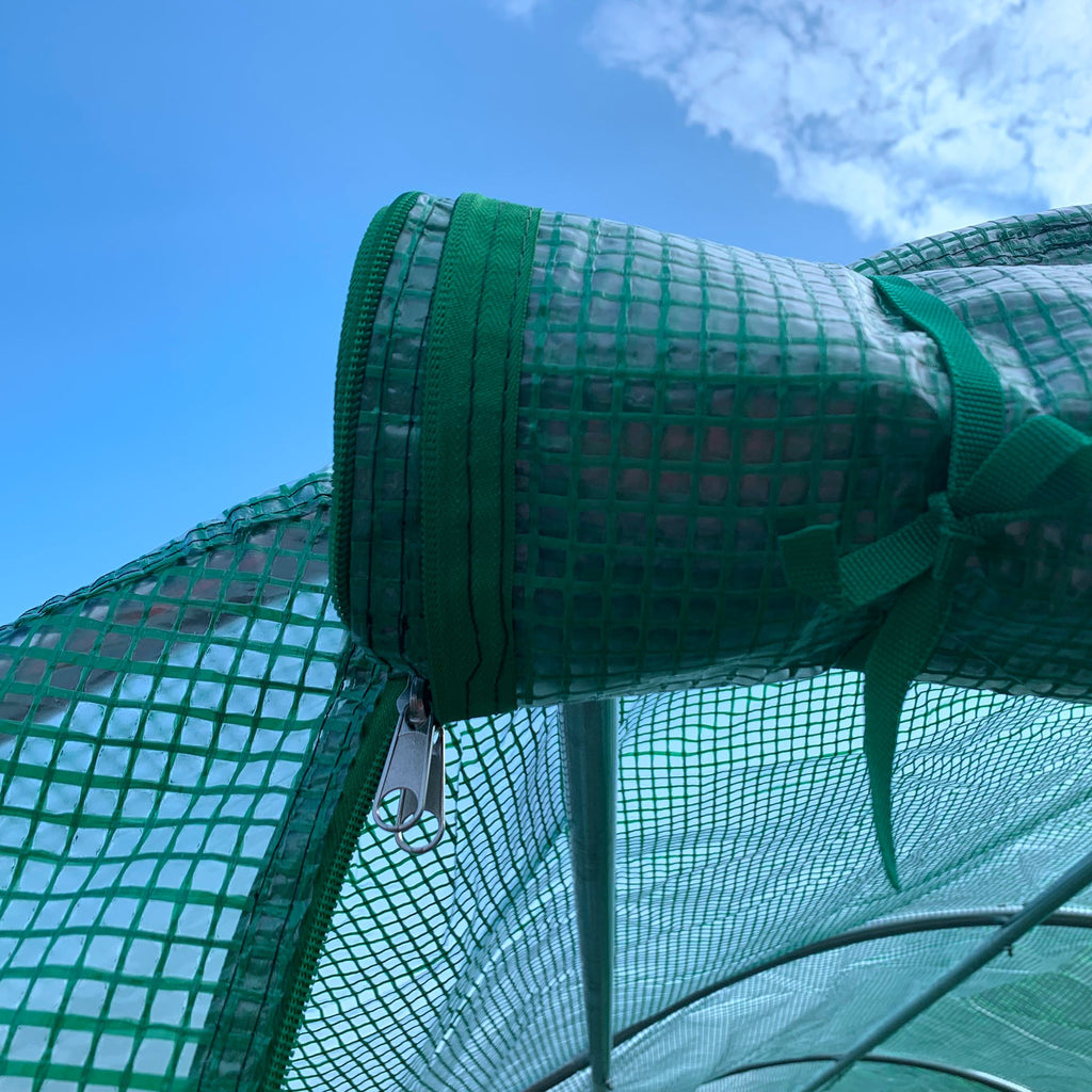 15' x 7' x 6.5' Walk-in Tunnel Hoop Greenhouse, Green House for Outside with PE Cover, Steel Frame, Roll-Up Zipper Door & Windows for Flowers, Vegetables, Tropical Plants, Green