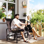 Gliding Lounger Chair Set of 2, Single Rockers with Lightweight Metal & Mesh Construction, Brown
