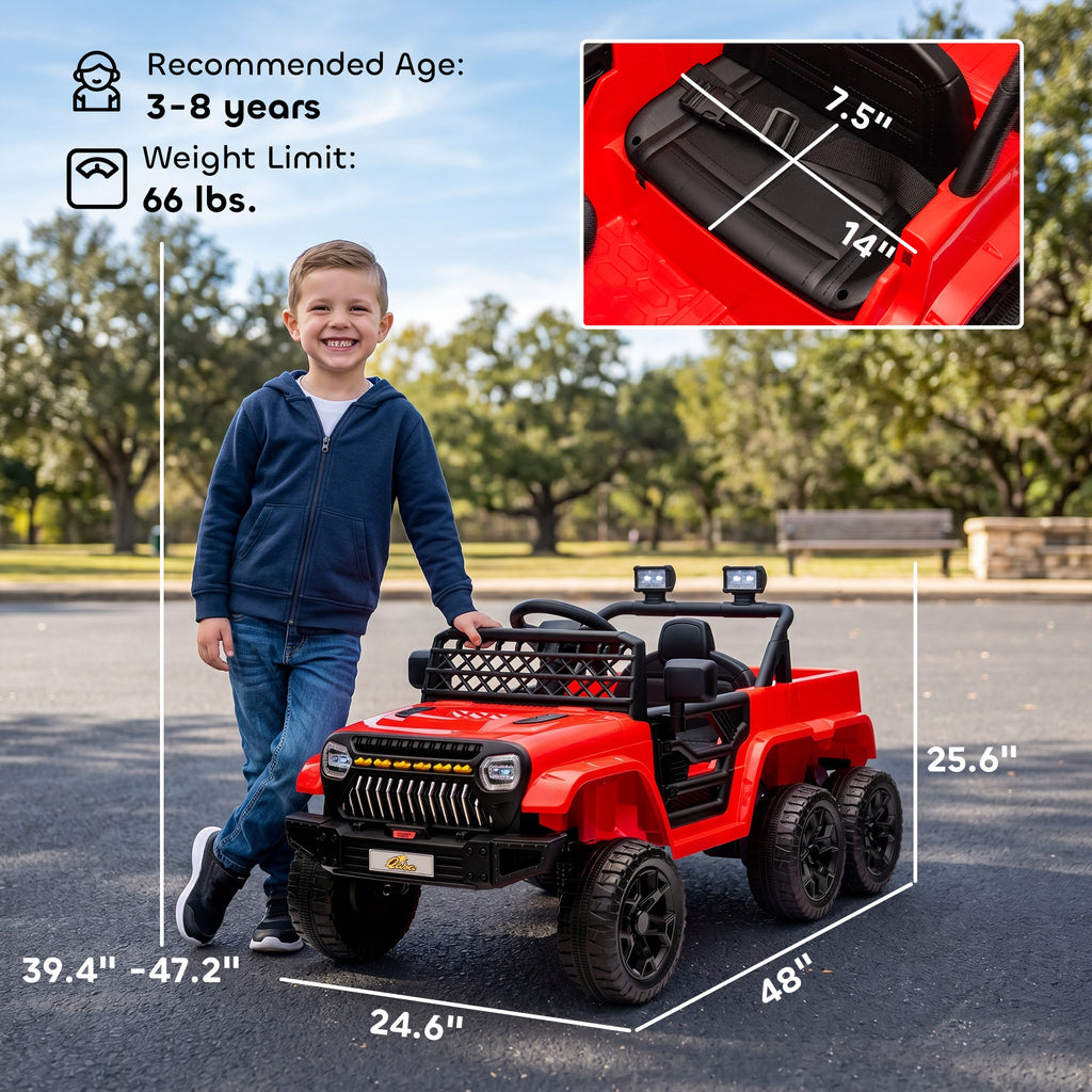 12V 4x4 Kids Electric Car w/ 2WD/4WD Switchable, Remote Control, Spring Suspension System, Back Trailer, Red