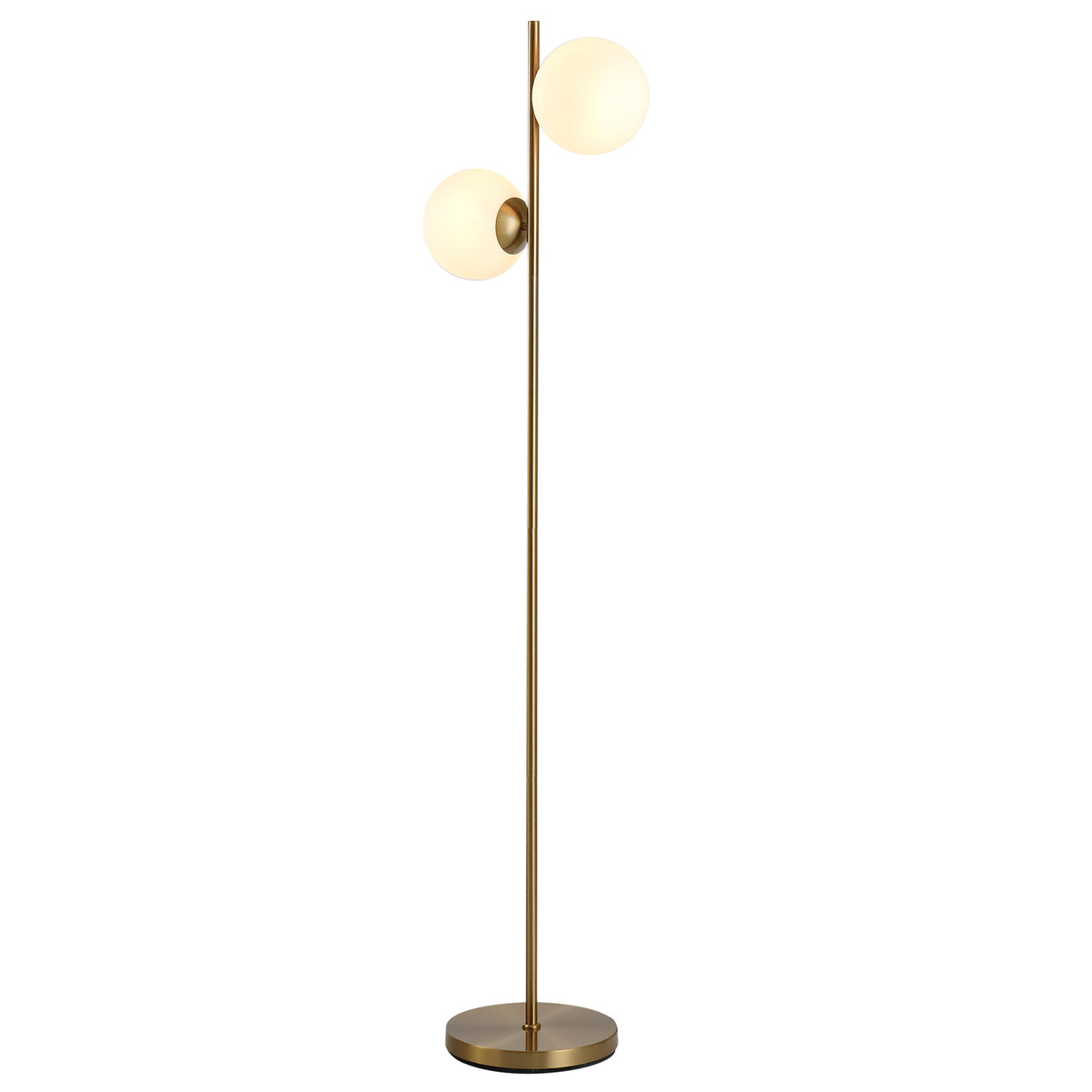Floor Lamp w/ 2pcs Glass Lamp Shade Modern Portable Decorative Lamp, White