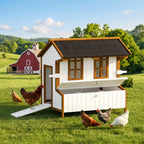47" Chicken Coop, Wooden Chicken House Raised Rabbit Hutch with Waterproof Roof, Nesting Box and Handles for 3-5 Hens, Poultry Cage Portable Hen Pen for Backyard