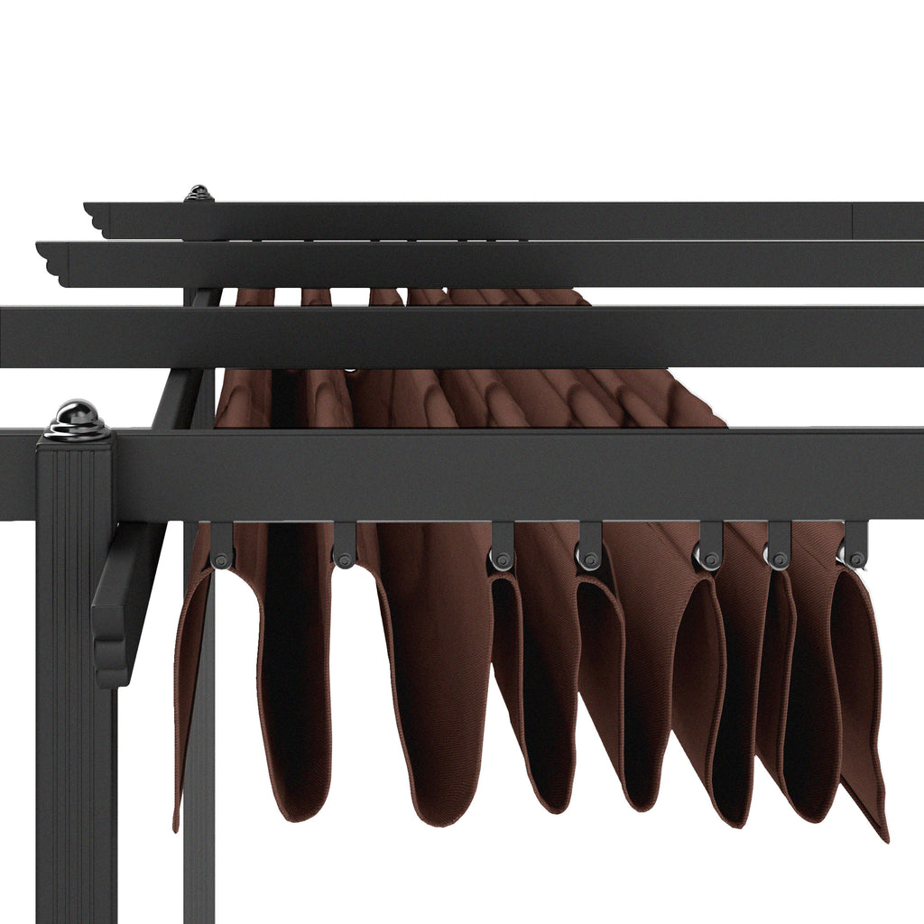 13' x 13' Aluminum Retractable Pergola Canopy, Outdoor Pergola for Garden, Patio, Backyard, Deck, Brown