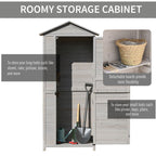Wooden Garden Cabinet 4-Tier Storage Shed Lockable Organizer w/ Foot Pad Handle