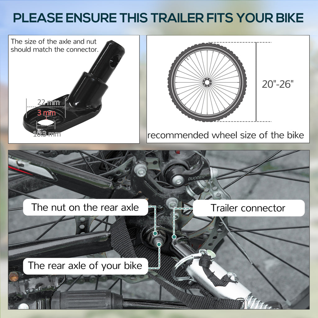 Bike Trailer, Foldable Bicycle Trailer with16 Inch Pneumatic Tire, Universal Coupler, Foldable Frame and Safe Reflectors Design, Large Load Capacity, Black