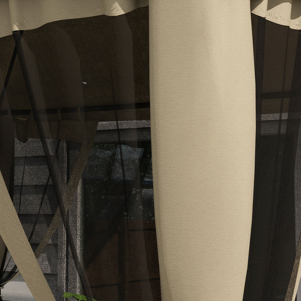 9.6' x 11.6' Patio Gazebo Outdoor Canopy Shelter with 2-Tier Roof and Netting, Steel Frame for Garden, Taupe