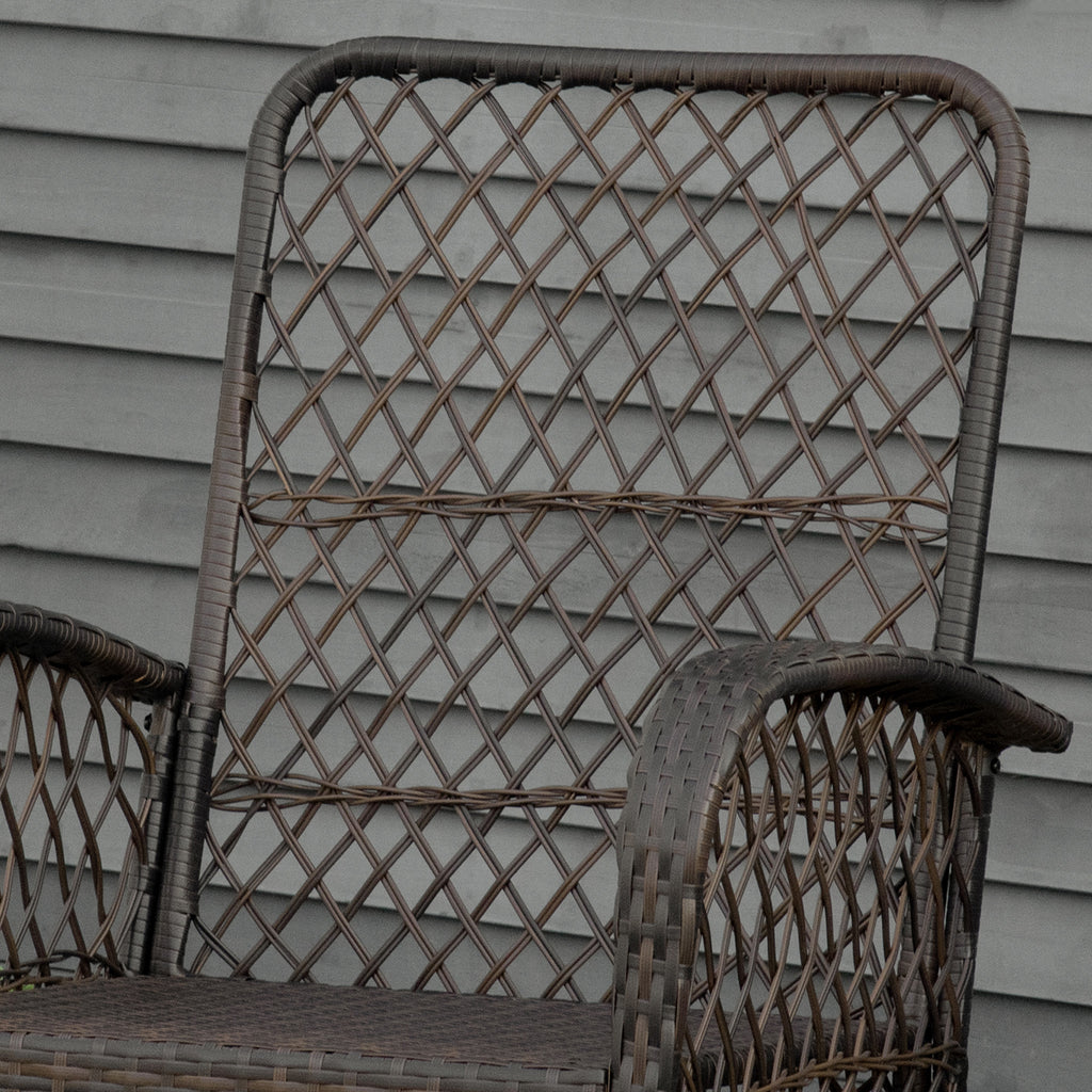 Outdoor PE Rattan Wicker Recliner Rocker Chair w/ Soft Cushion for Garden