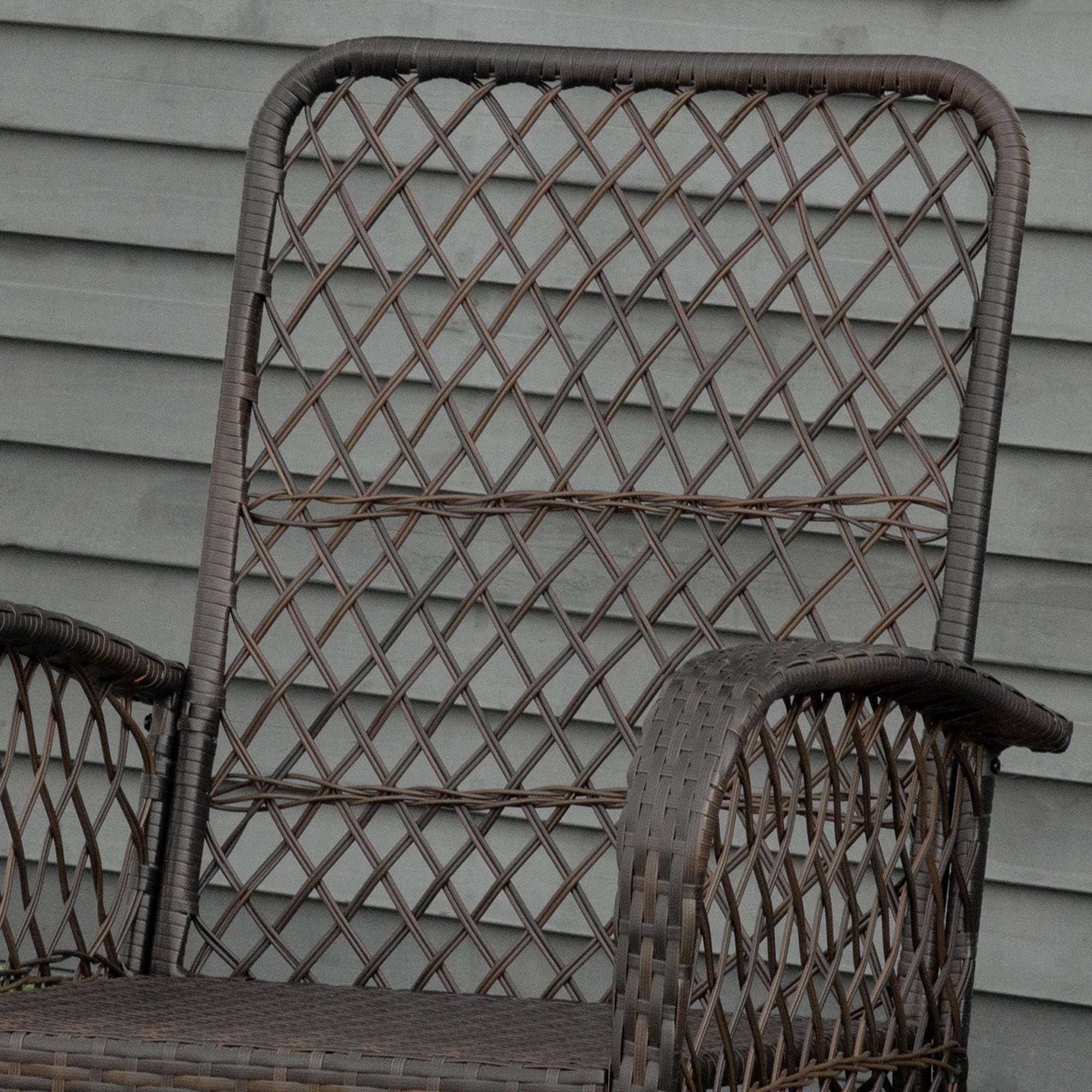 Outdoor PE Rattan Wicker Recliner Rocker Chair w/ Soft Cushion for Garden