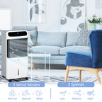 3-In-1 Ice Cooling Fan, Mobile Evaporative Air Cooler with Remote, Timer, Oscillating for Home Office, Bedroom, White