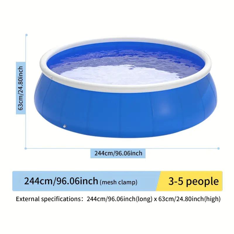 Durable Inflatable Swimming Pool with PVC Construction, Quick Water Management, Easy Setup and Storage, 96" L x 96" W x 25" H, Blue