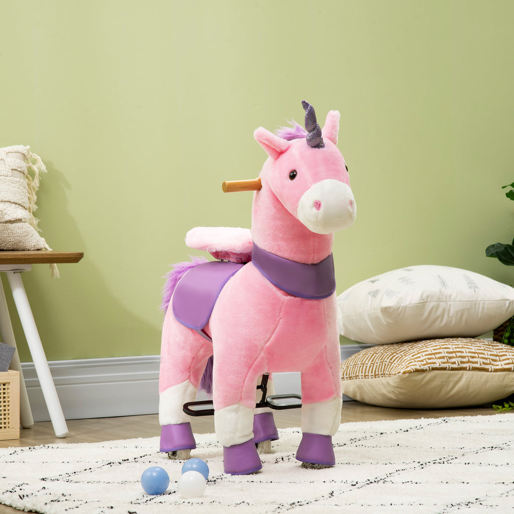 Ride On Real Walking Unicorn with Sparkly Horn, Soft Plush Ride On Rocking Horse Bearing 176lbs, Imaginative Interactive Toy for Kids, Unicorn Gifts