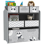 Toy Organizer with 6 Storage Bins, 25" x 12" x 26", Gray