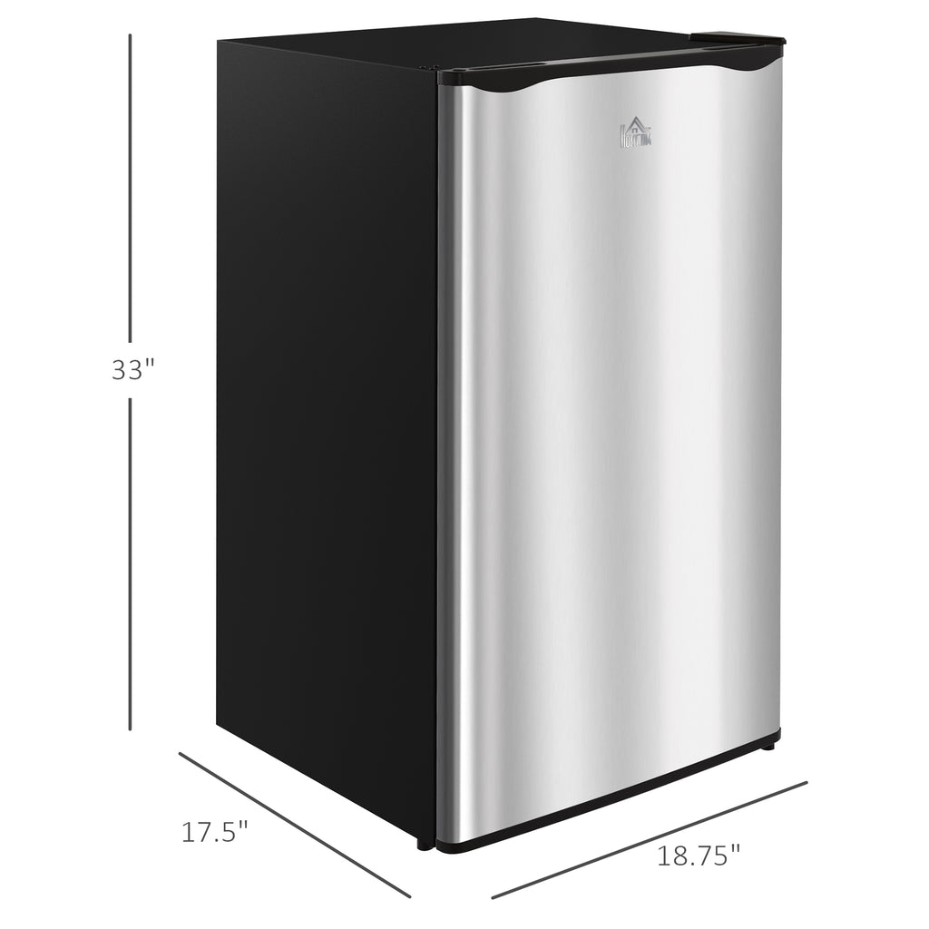 3.2 Cu.Ft Mini Fridge with Freezer, Compact Refrigerator with Adjustable Thermostat, Shelf and Single Reversible Door for Bedroom, Dorm, Home Office, Energy Efficient, Silver