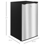 3.2 Cu.Ft Mini Fridge with Freezer, Compact Refrigerator with Adjustable Thermostat, Shelf and Single Reversible Door for Bedroom, Dorm, Home Office, Energy Efficient, Silver