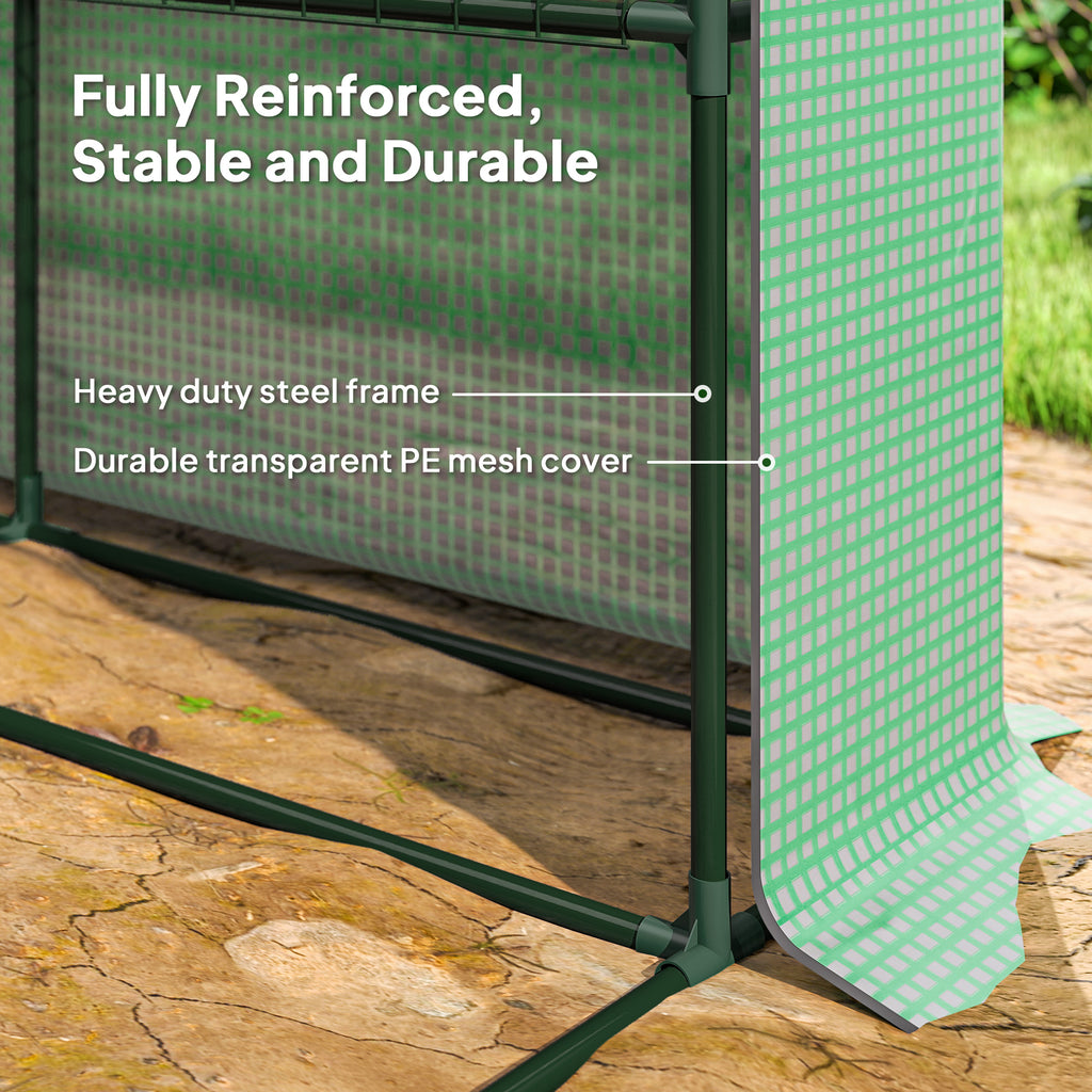 Outdoor Walk-in Greenhouse with Roll-up Zipper Door, 18 Shelves, PE Cover, 95.25" x 70.75" x 82.75", Green