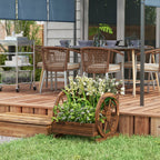 Wooden Wagon Planter Box, 3-Tier Raised Garden Bed, for Vegetables Flowers Herbs, 25" x 24" x 23"