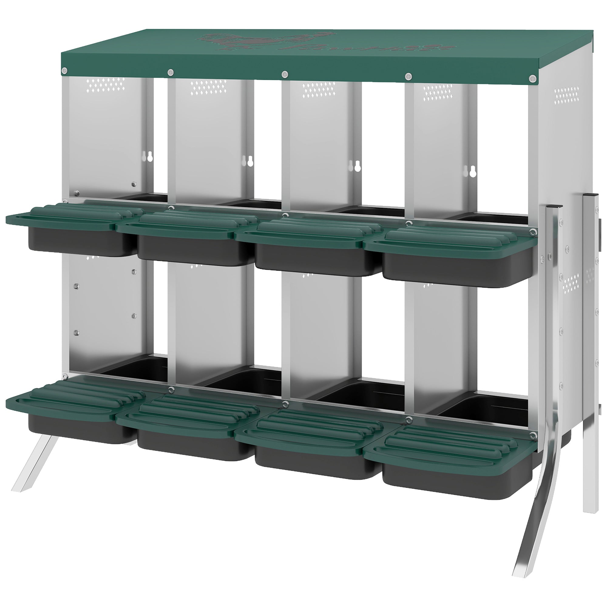 Chicken Nesting Boxes, 8 Compartment Metal Nesting Boxes for Chickens, Two-Tier Egg Laying Boxes with Vented Holes