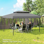 Model 84C-101 or 84C-144 13' x 10' Gazebo Replacement Canopy, Gazebo Top with Double Vented Roof (TOP ONLY), Gray
