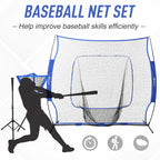 Baseball Net Set with 7.5x7ft Catcher Net, Ball Caddy, Portable Pitching Net for Hitting, Pitching, Batting, Catching, Blue