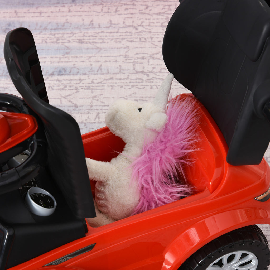 2 In 1 Push Cars for Toddlers Kid Ride on Push Car Stroller Sliding Car with Horn Music Light Function Secure Bar Ride on Toy for Boy Girl 1-3 Years Old Red