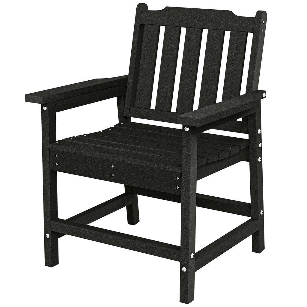 All-Weather Patio Chair, HDPE Patio Dining Chair, Heavy Duty Wood-Like Outdoor Furniture for Garden, Backyard, Deck, Porch, Lawn, Black