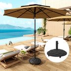 Round Patio Umbrella Base with Wheels, 44 lbs Resin Umbrella Stand Base, Heavy Duty Patio Umbrella Holder for 1.3"/1.5"/1.9" Umbrella Poles for Outdoor, Lawn, Poolside, Black
