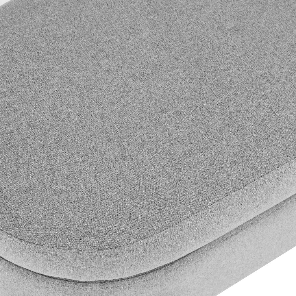 Oval Storage Ottoman Bench with Linen-Upholstered Pleated Fabric, Multiuse Footstool and Seat for Living Room, 43.5" L x 16" W x 16" H, Grey