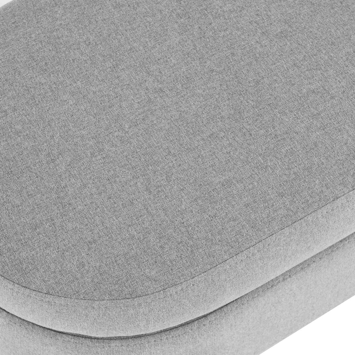 Oval Storage Ottoman Bench with Linen-Upholstered Pleated Fabric, Multiuse Footstool and Seat for Living Room, 43.5" L x 16" W x 16" H, Grey
