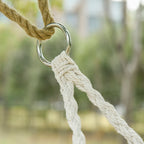 2-Person Hammock Chair Macrame Swing with Soft Cushion, Hanging Cotton Rope Chair for Indoor Outdoor Home Patio Backyard, White