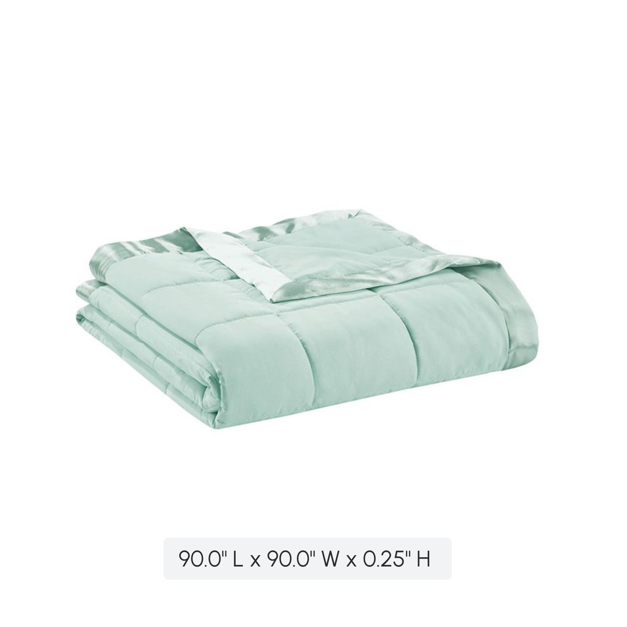 Lightweight Down Alternative Blanket with 3M Scotchgard Treatment, Satin Trim, Machine Washable, 90" L x 90" W x 0.25" H, Seafoam