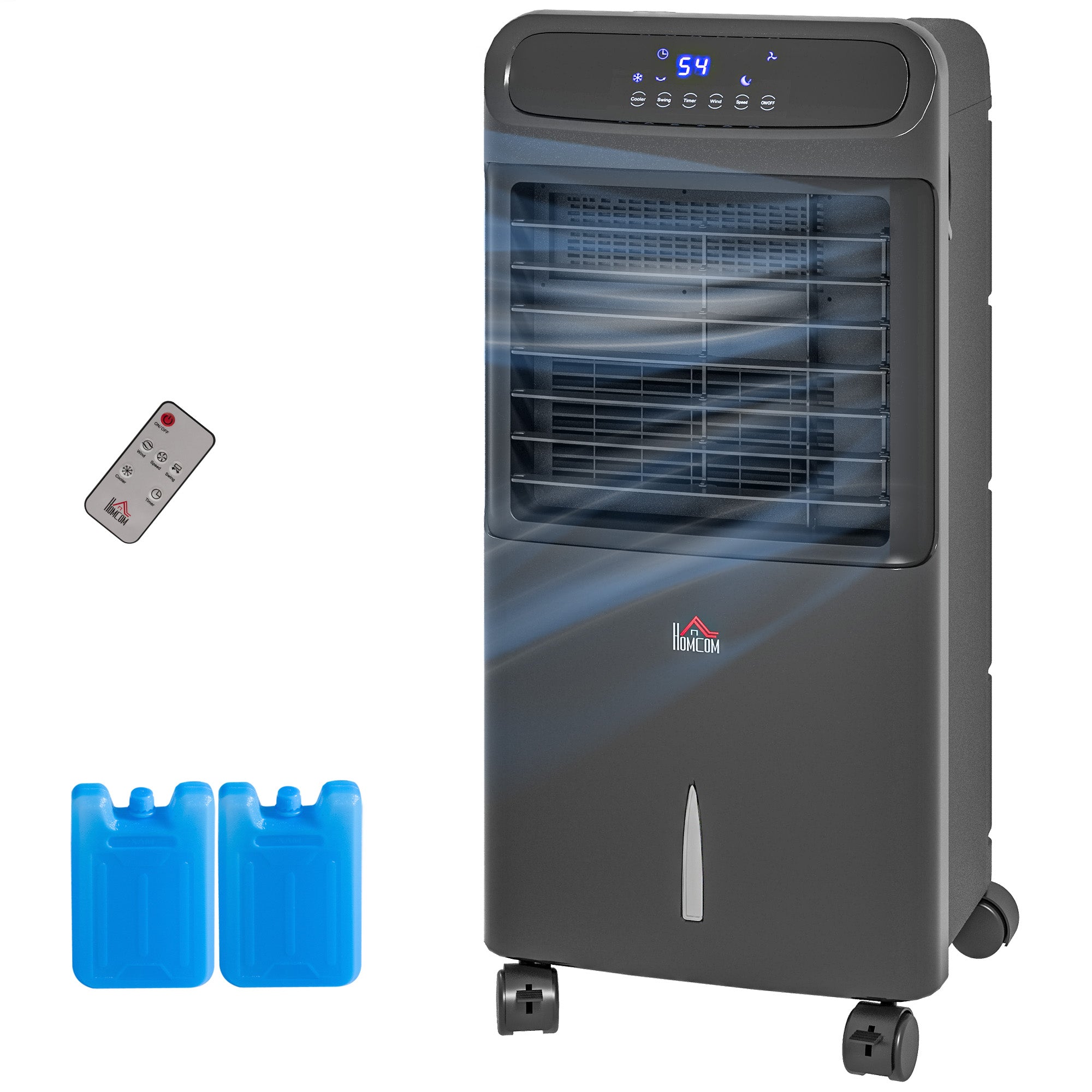 3-In-1 Ice Cooling Fan, Mobile Evaporative Air Cooler with Remote, Timer, Oscillating for Home Office, Bedroom, Black
