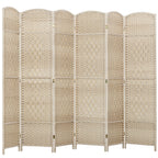 Folding Room Divider Screen 6 Panel 6' Tall Privacy Screen Freestanding Wood Partition for Home Office, Washed Oak
