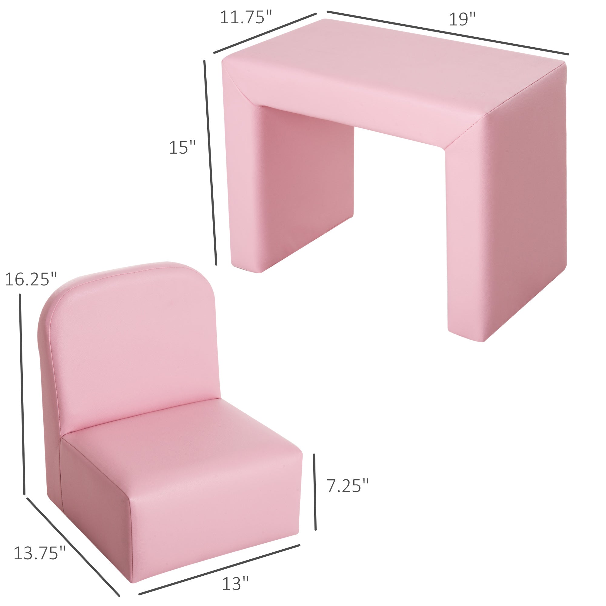 2-in-1 Convertible Table and Chair Set for Boys Girls for Boys Girls, Pink