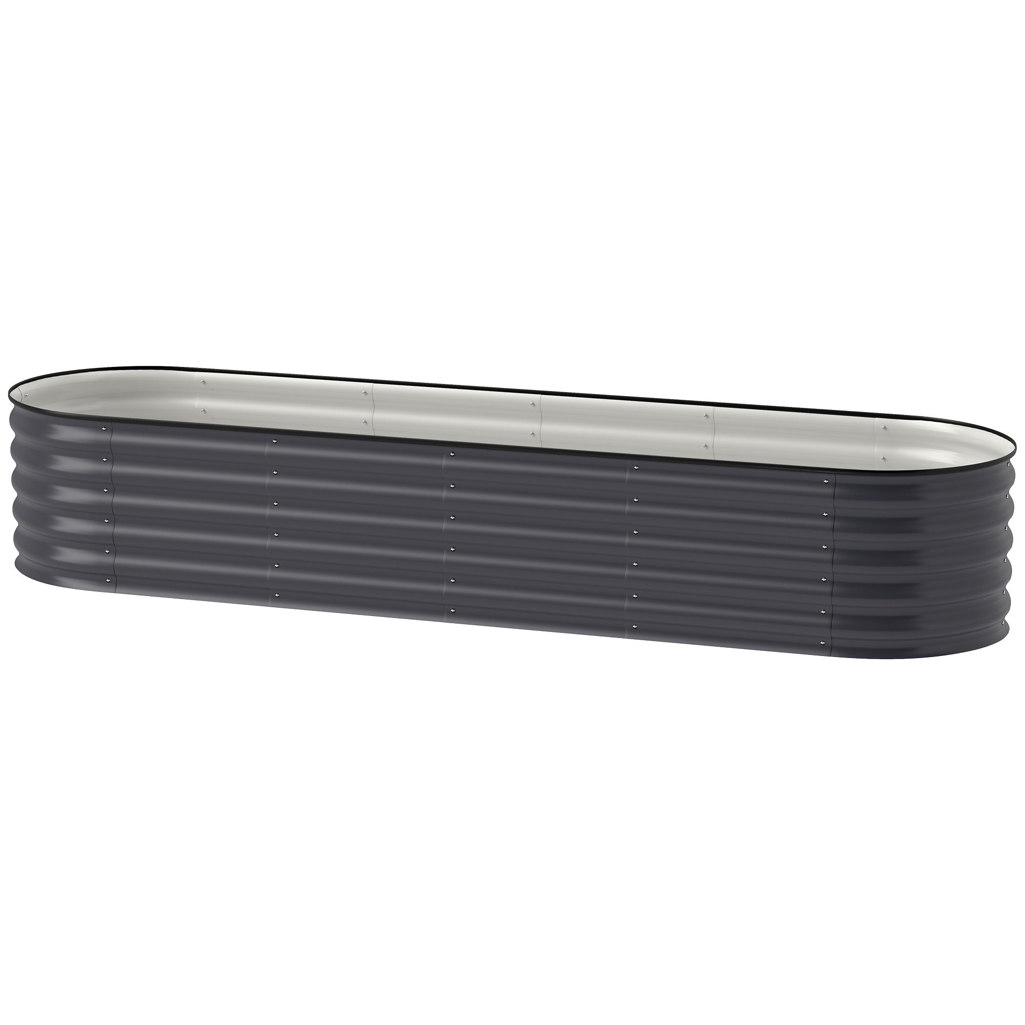 7.9' x 2' x 1.4' Galvanized Raised Garden Bed Kit, Metal Planter Box with Safety Edging, Dark Gray
