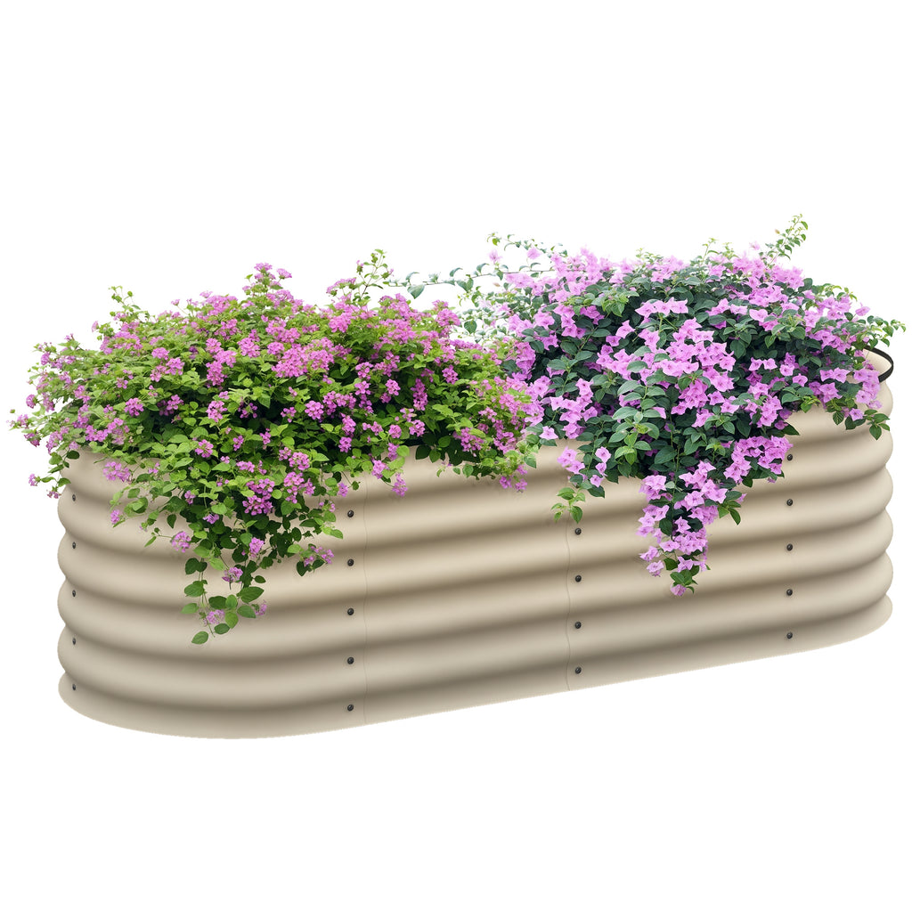 4.9' x 2' x 1.4' Galvanized Raised Garden Bed Kit, Metal Planter Box with Safety Edging, Cream